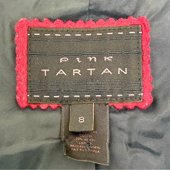 PINK TARTAN Plaid Equestrian Inspired Blazer Velvet Collar Elbow Patches Size 8 - Picture 2 of 13